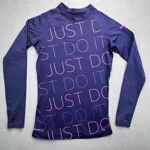 Nike Women Pro‎ Combat Therma-FIT Long Sleeve Shirt Purple S Just Do It active